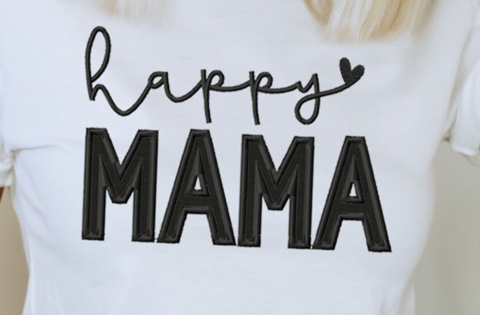 Happy Mama Embroidery Sweatshirt, Personalized Mama Sweatshirt with Kid Names on Sleeve, Mothers Day Gift, Birthday Gift for Mom, New Mom Gift, Minimalist Cool Mom Sweater